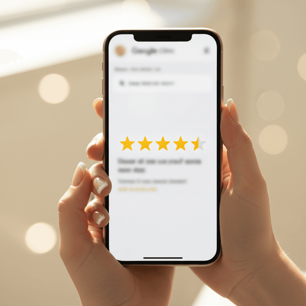 Pacjent zostawia 5-gwiazdkową opinię kliniki stomatologicznej w Google